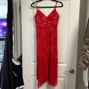 Red midi dress